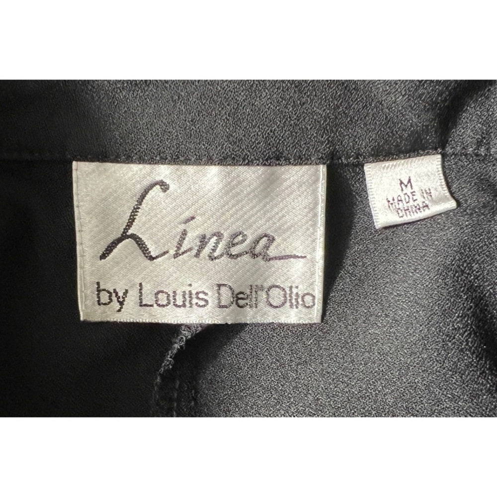 Linea by Louis Dell’Olio Black Long Sleeve Button Front Shirt Medium - Picture 6 of 7